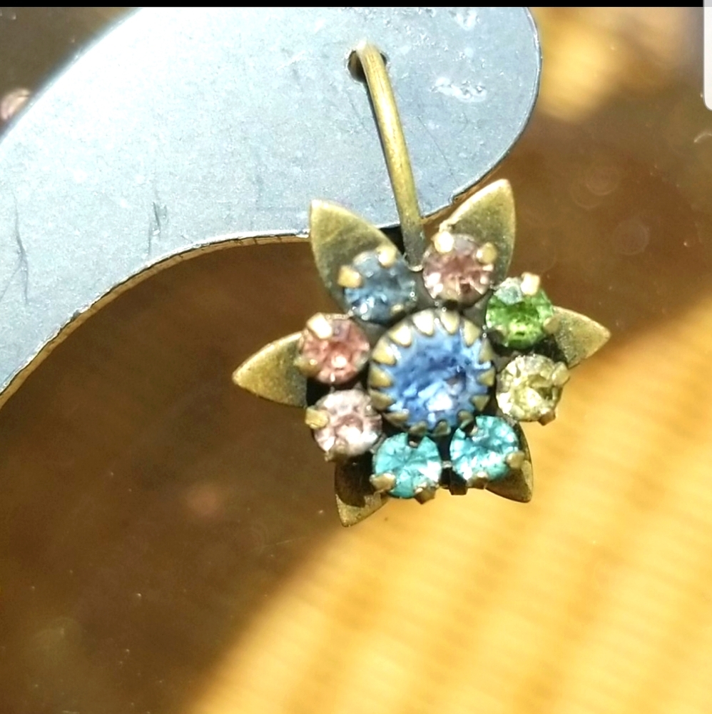 Rainbow flower hanging earring